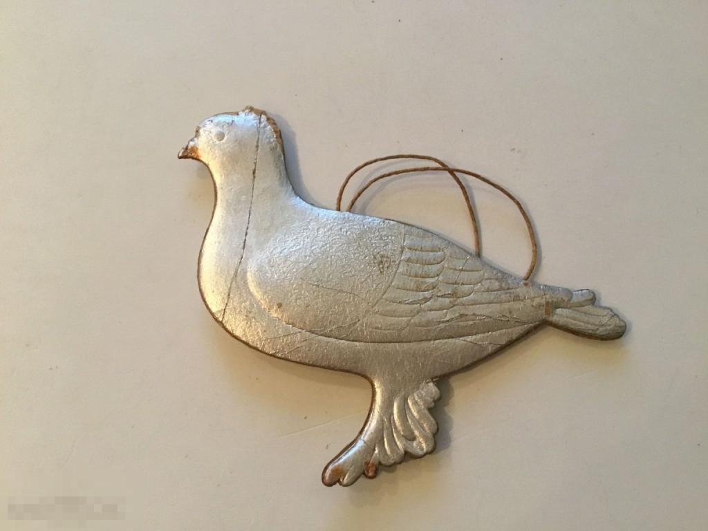 ЕЛОЧНАЯ ИГРУШКА СССР ГОЛУБЬ серебряный картон