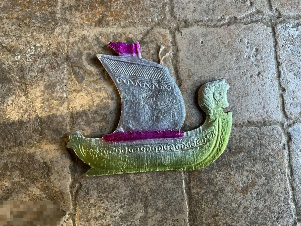 ЕЛОЧНАЯ ИГРУШКА СССР ЛАДЬЯ САДКО корабль парусник сказка картон