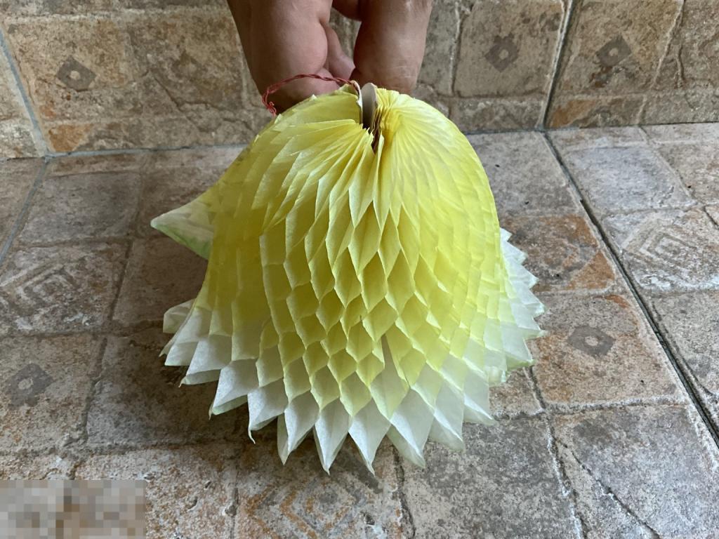 ЕЛОЧНАЯ карнавальная ИГРУШКА СССР КОЛОКОЛЬЧИК желтый раскладушка бумага картон гофра