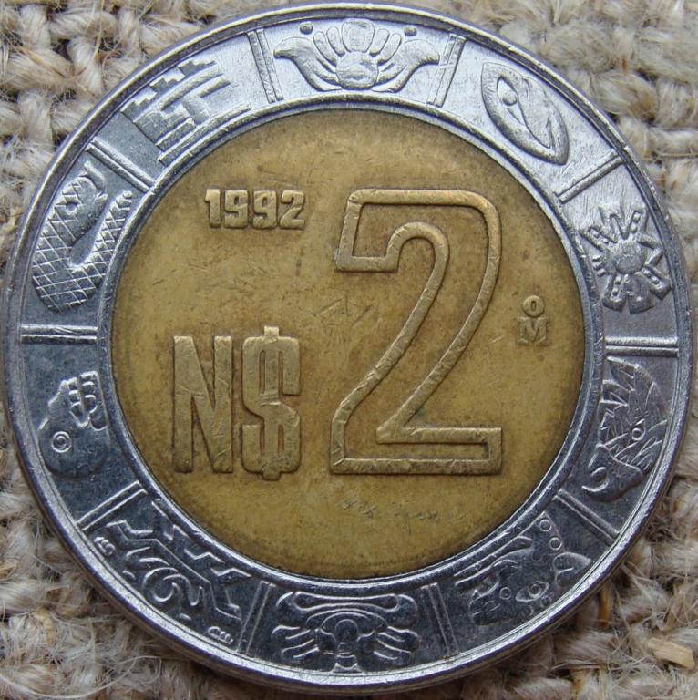 Мексика 2 новых песо 1992 год