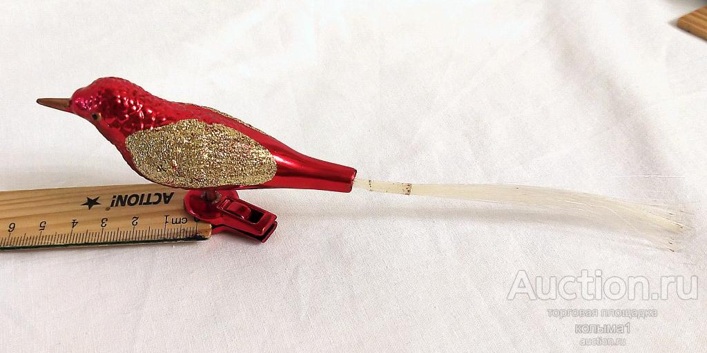 _Елочная игрушка  ПТИЦА  ПТИЧКА с хвостом   10 см  (без хвоста)  прищепка  ( ЧИР 20)