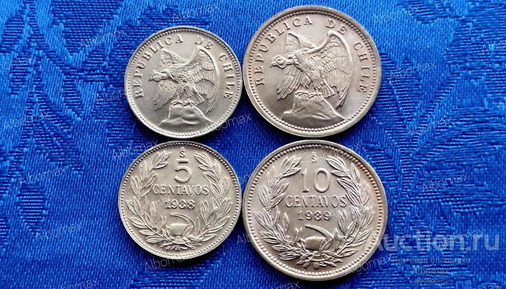 Чили набор монет 5, 10 сентаво 1938-1939гг aUNC/UNC (2шт)