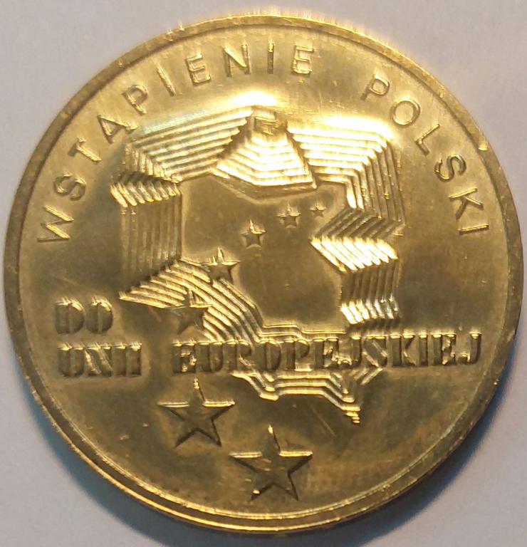 Польша 2 злотых 2004 года Вступление в Евросоюз Y#481