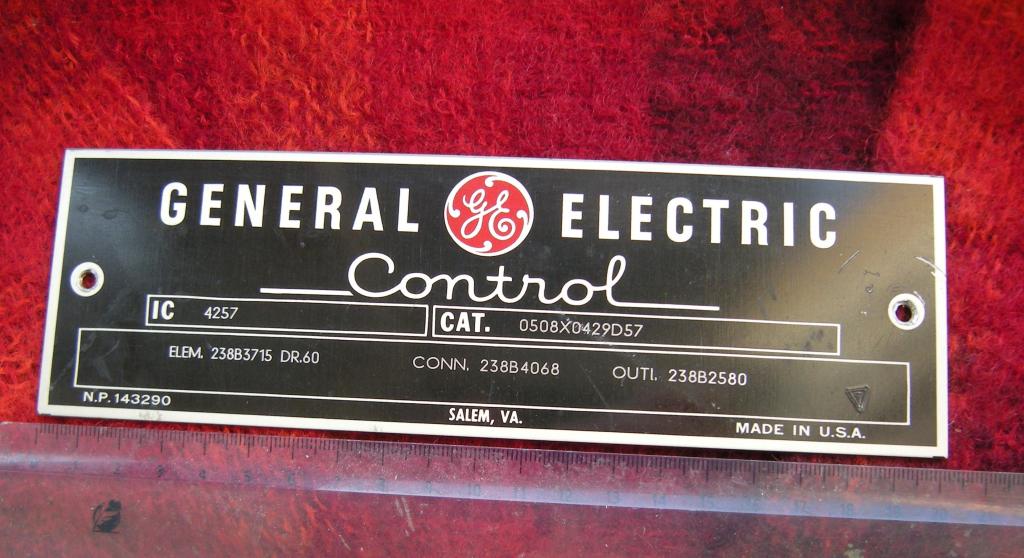 США Табличка шильдик GENERAL ELECTRIC, Salem, VA USA