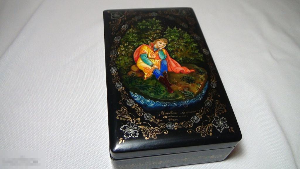 Шкатулка Федоскино Царевна лягушка 15,5х9,5см
