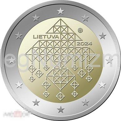 Литва 2 евро 2024 Литовские соломенные сады (из ролла) НОВИНКА