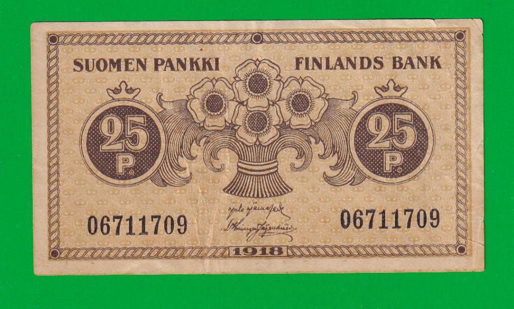 ФИНЛЯНДИЯ  25 пенни 1918 - P33(4)