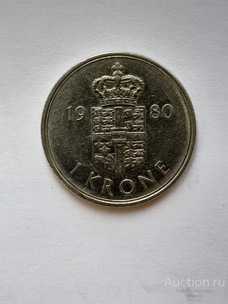 Монета 1 крона 1980 год Дания