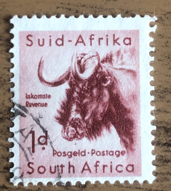 Марки ЮАР 1959 г Черная антилопа гну (Connochaetes gnou)