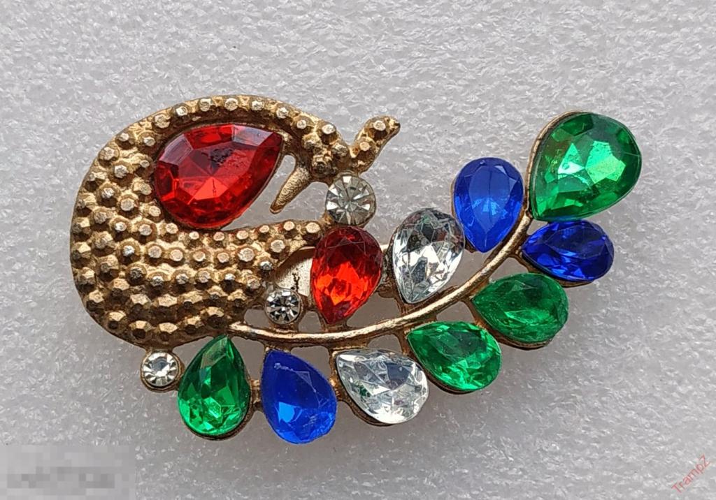 Брошь птица на ветке бижутерия #28