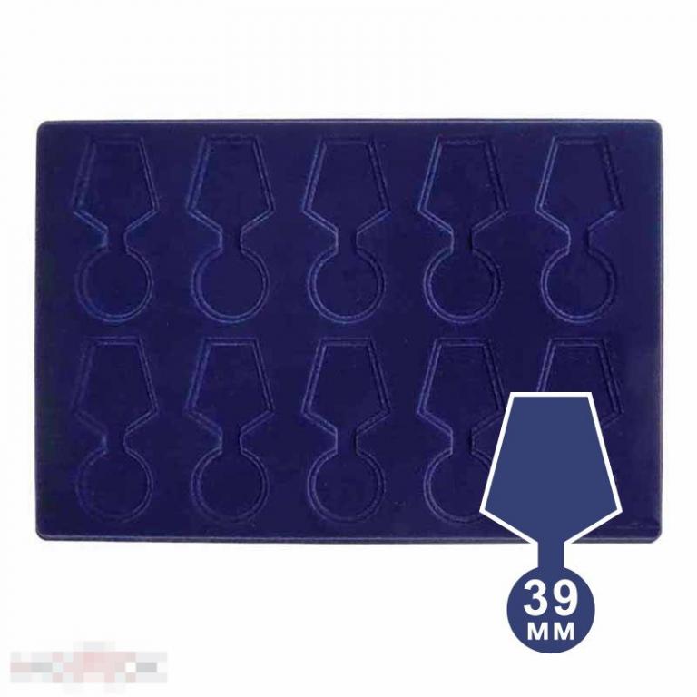 Планшет для медалей на 10 ячеек на 39 мм Россия (синий)