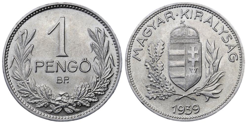 ВЕНГРИЯ 1 пенго 1939 BP ННР MS63