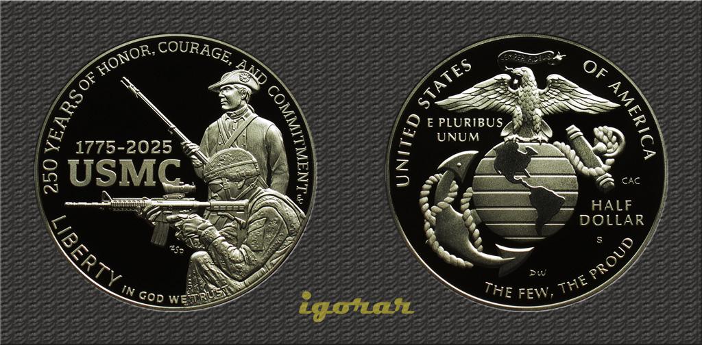 США 50 центов 2025-S Морская пехота PR