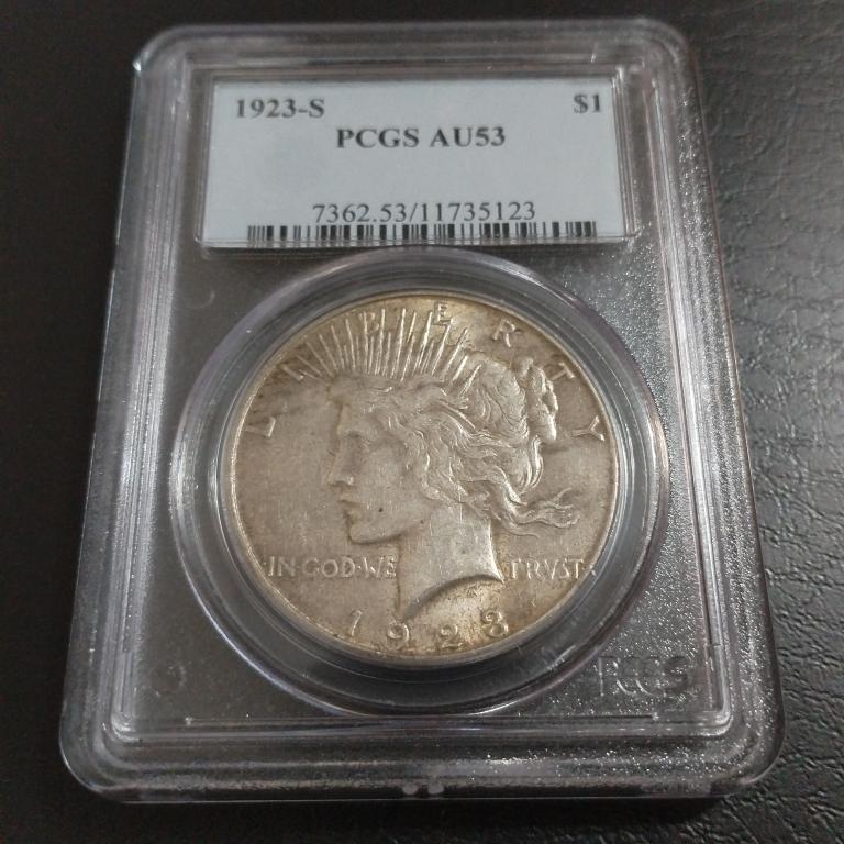 Мирный доллар 1923 PCGS AU53 серебро