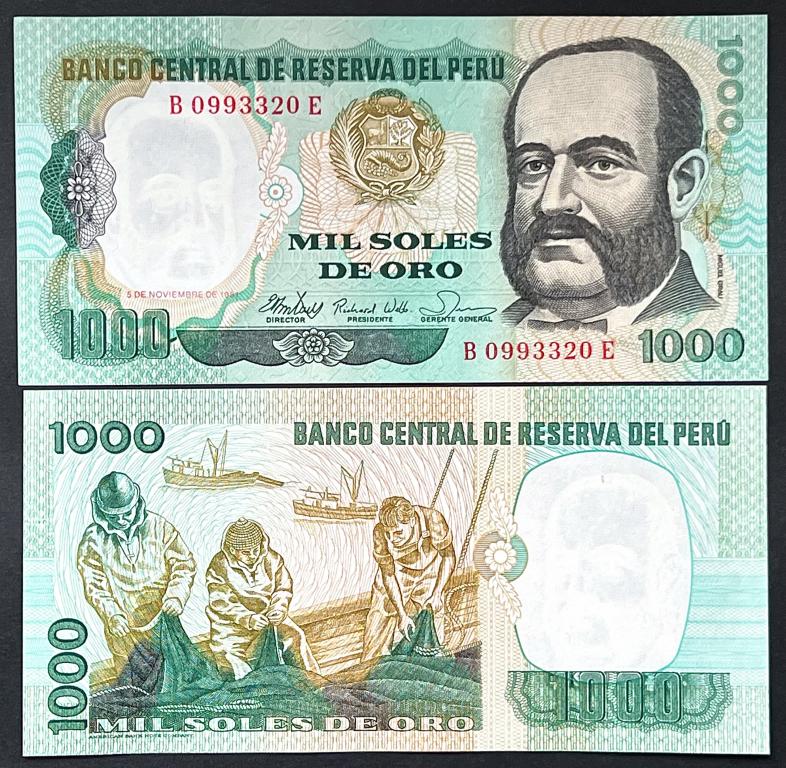 ПЕРУ 1000 СОЛЬ 1981 ГОД UNC