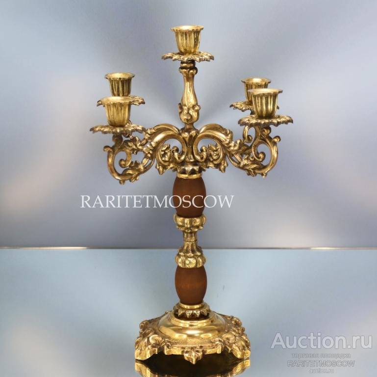 Подсвечник старинный антикварный канделябр бронза латунь Германия 64