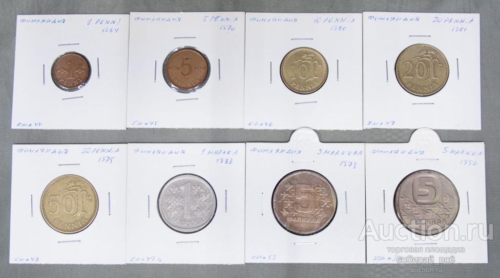 Набор монет 8 шт. 1964-1990 года Финляндия  (А 25)