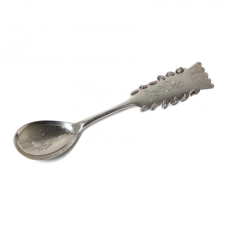 Серебряная кофейная ложка с кольцами. Швеция, 1946 год