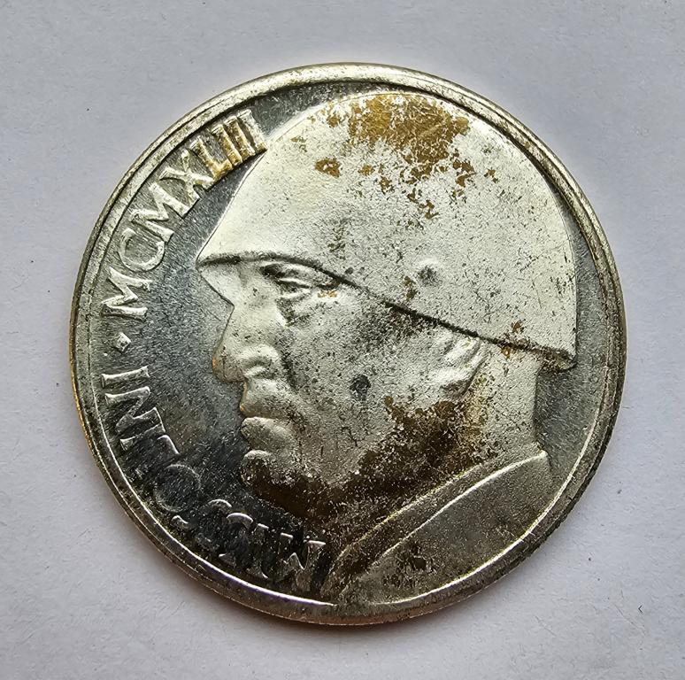 Италия Жетон (частный выпуск) 20 лир 1943 год Муссолини  (3810)