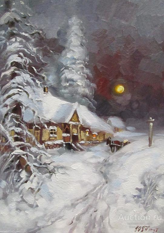 Зима, холст  на картоне, масло, 40х30 см