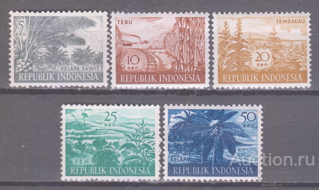 Индонезия 1960 местная флора Mi269,270,272-274 MNH