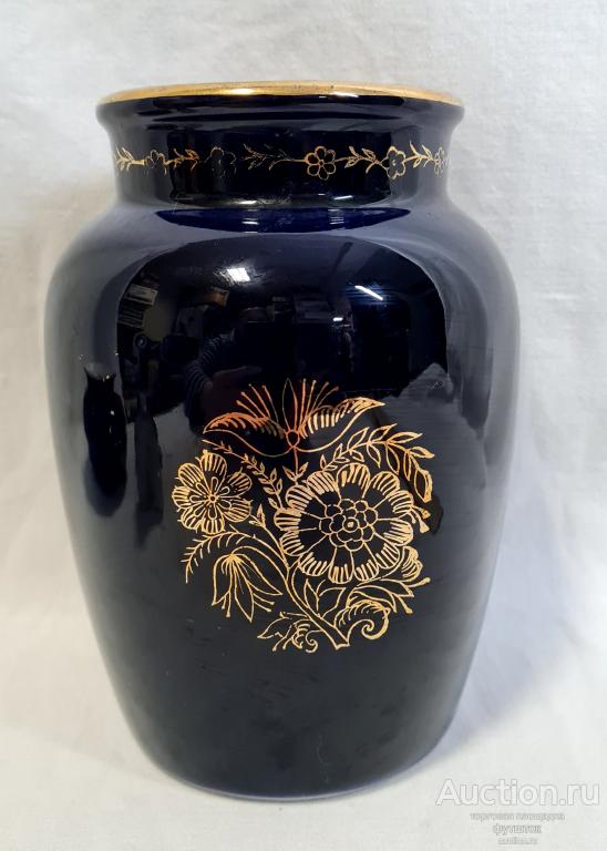 ВАЗА ФАРФОР ЛФЗ КОБАЛЬТ ПОЗОЛОТА ЦВЕТЫ СССР 1960-е гг //// 56/81