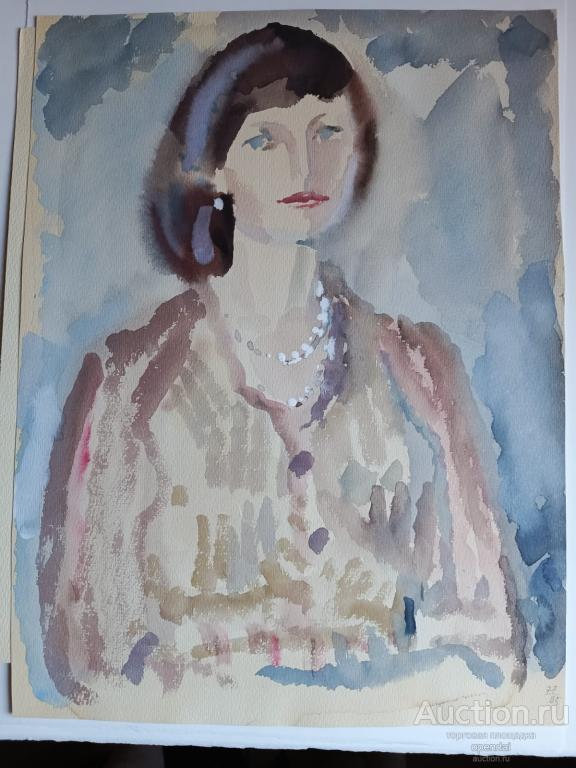 В. В. Бродский. Женский портрет. Гуашь, акварель, 1977