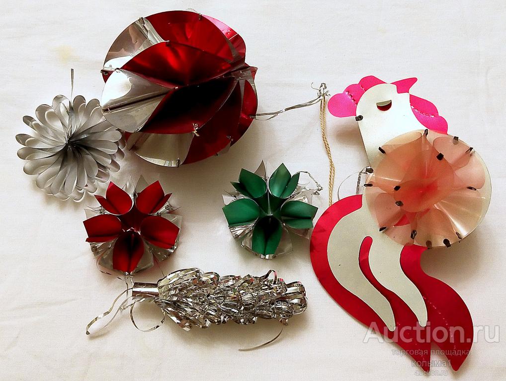 _Елочная игрушка  6 шт.  мягкая  фольга    ( ЧИР 46 )