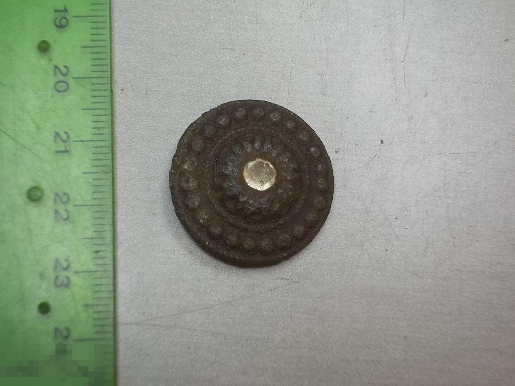 Пуговица ажурная с камнем Олово 18 век Россия Оригинал