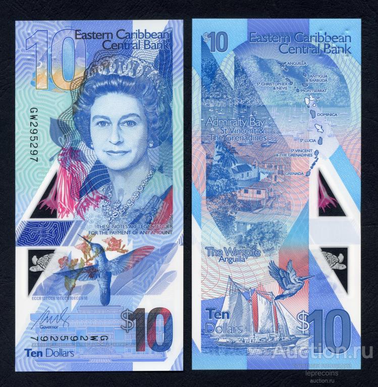 Восточные Карибы 10 долларов 2019 г.;  P#NEW; UNC