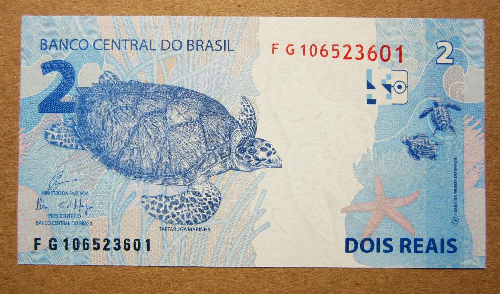 Бразилия 2010 г. 2 реала UNC