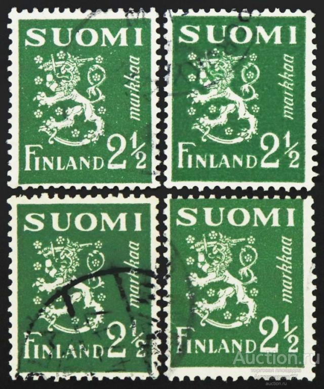 Марка 2,5 марки, Финляндия, Лев, 1945-1948 год