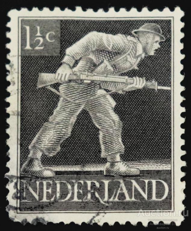 Марка 1,5 цента, Нидерланды, Лондонское издание, Пехотинец, 1944-1946 год