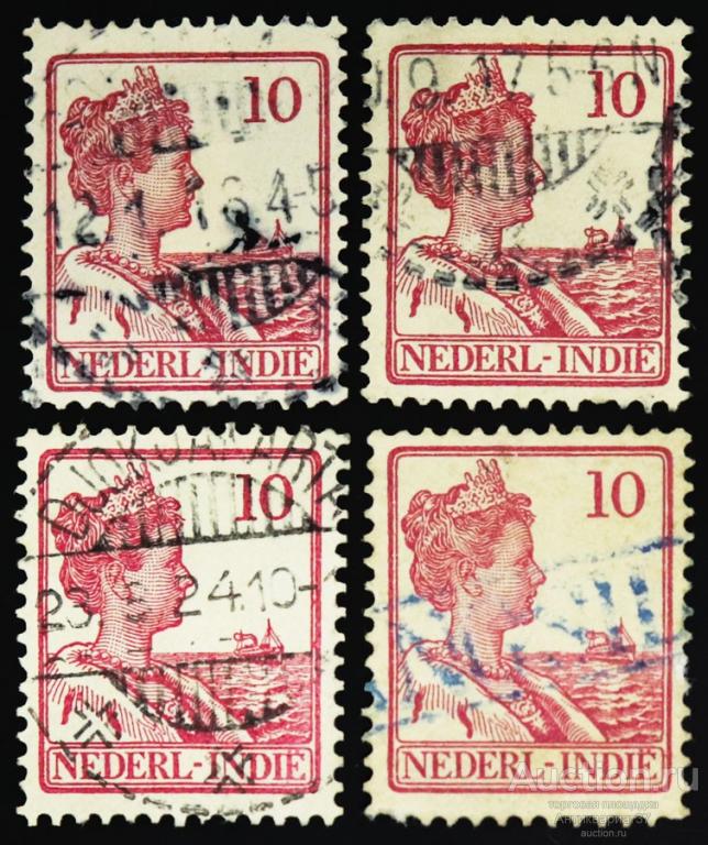 Марка 10 центов, Голландская Ост-Индия, Королева Вильгельмина, 1914-1915 год