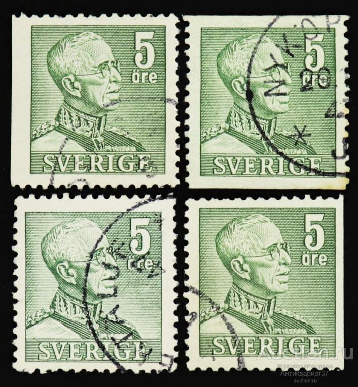 Марка 5 эре, Швеция, Король Густав V, 1939-1942 год