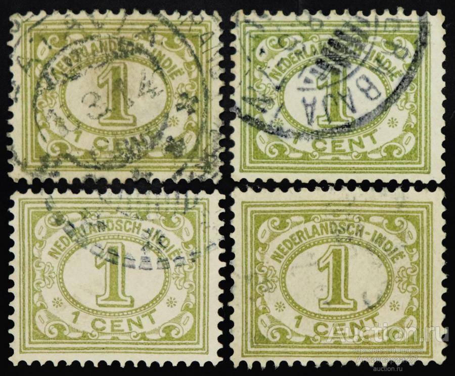 Марка 1 цент, Голландская Ост-Индия, Цифровые (оливковый) 1912-1914 год