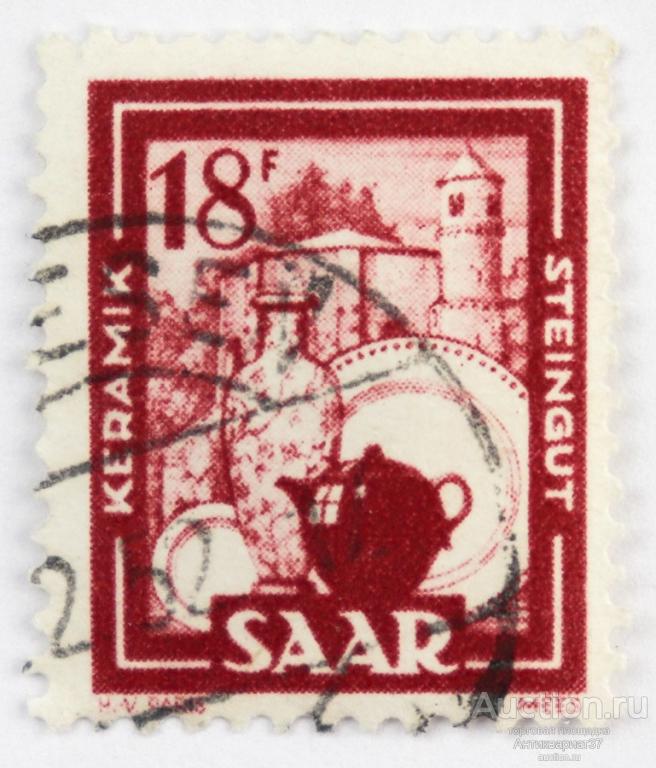 Марка 18 франков, Германия - Саар, Керамическая и фаянсовая промышленность, 1951 год