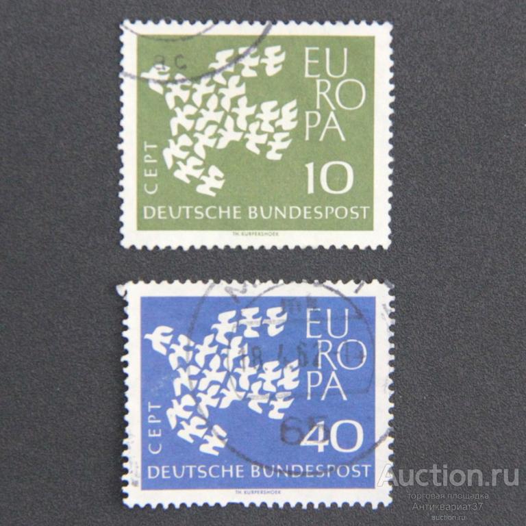 Набор марок EUROPA - Голуби, Германия 1961 год (полный комплект)