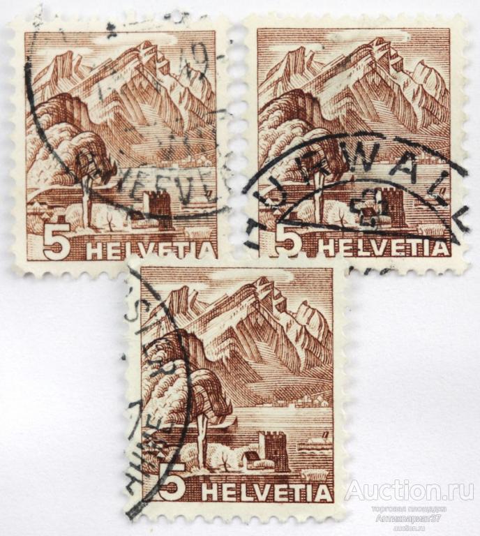 Марка 5 сентиме, Швейцария, Гора Пилатус, 1948 год