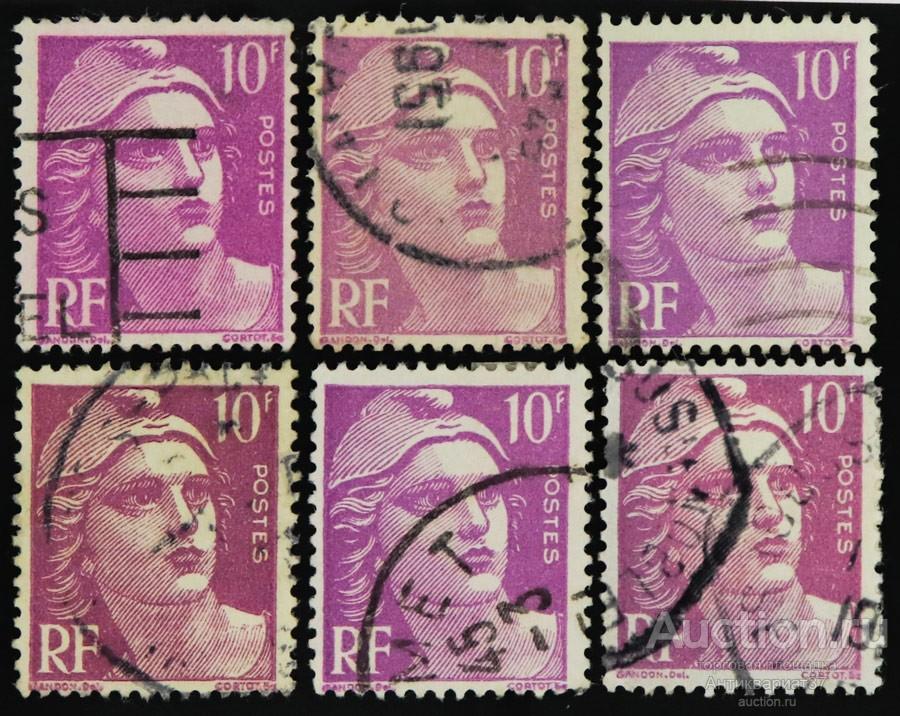 Марка 10 франков, Франция, Марианна, символ республики, 1947-1949 год