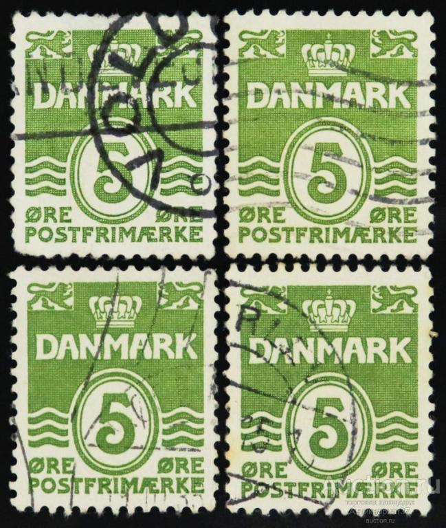 Марка 5 эре, Дания, Волны (зеленый) 1933-1939 год