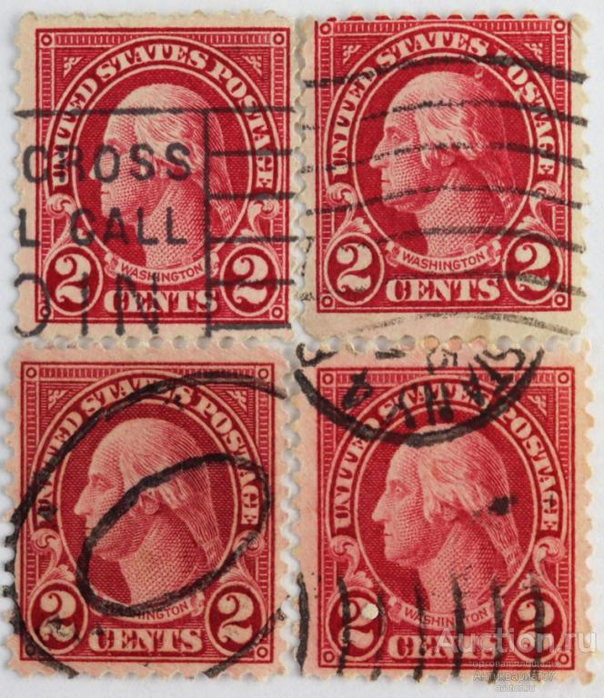 Марка 2 цента, США, Джордж Вашингтон (кармин) 1923 год