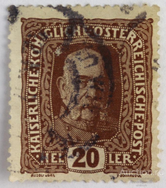 Марка 20 геллеров, Австрия, Император Франц Иосиф I, 1916 год