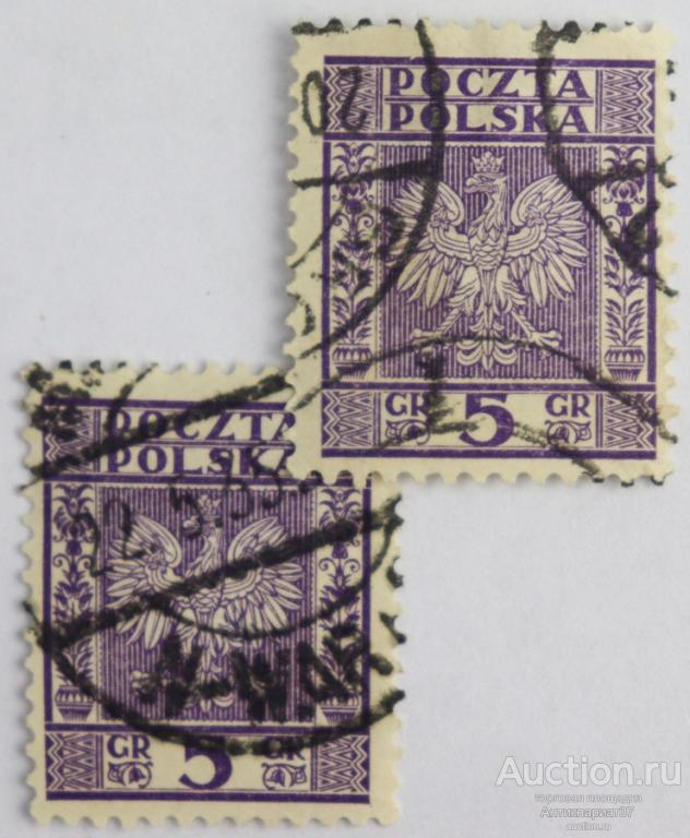 Марка 5 грошей, Польша, Польский герб (фиолетовый) 1932-1933 год
