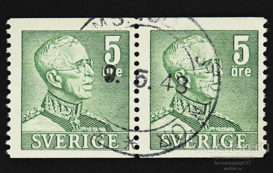 Сцепка марок 5 эре, Швеция, Король Густав V, 1939-1942 год