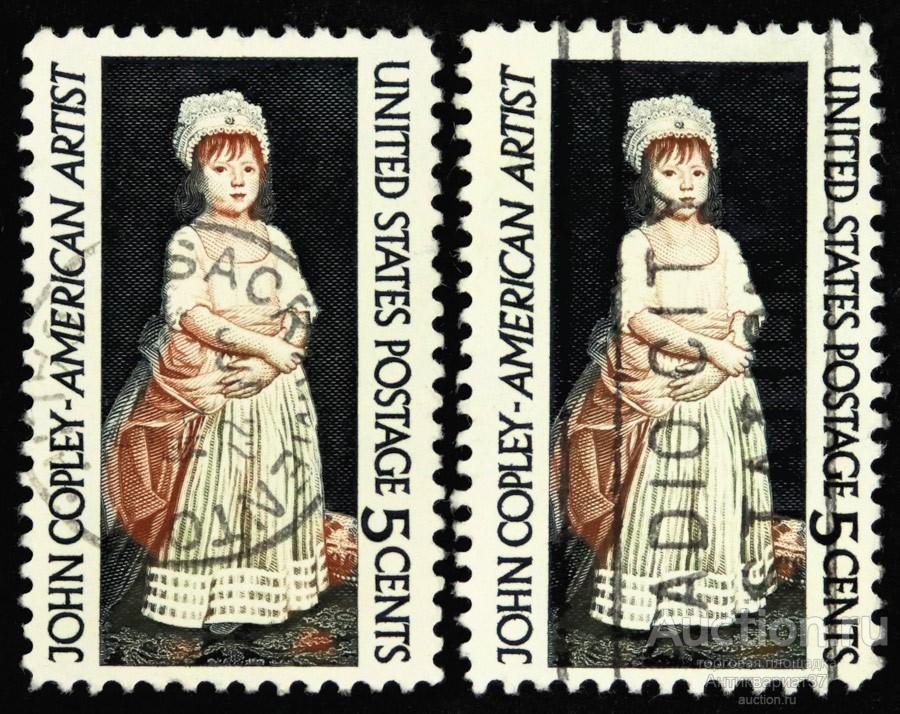 Марка Портрет девочки, художник Джон Синглтон Копли, США, 1965 год