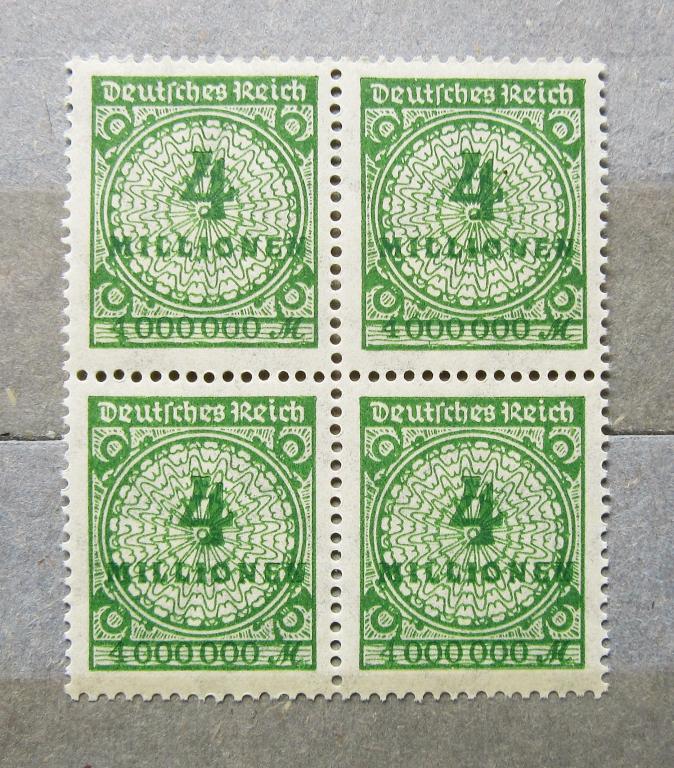 Германия Рейх 1923 г. Веймар Стандарт Квартблок Инфляция 4 миллиона.**MNH OG