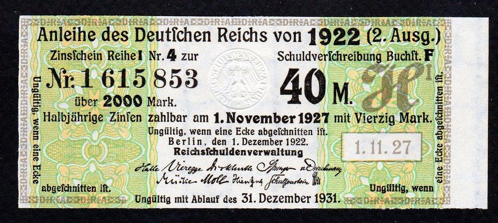 Германия 40 марок 1922  год.. Берлин...пресс.a.UNC+