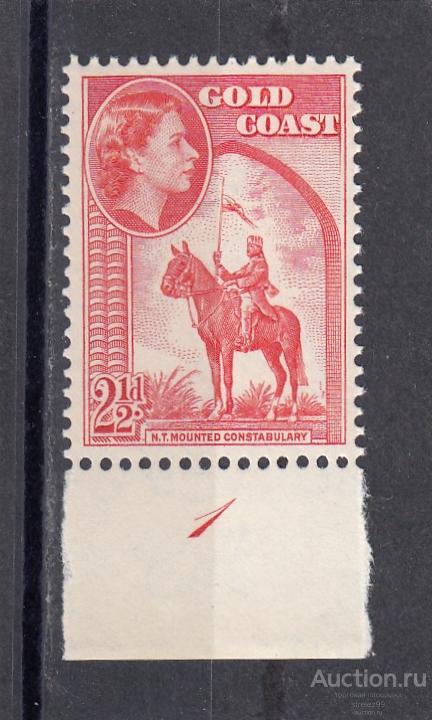 GOLD COAST  ЗОЛОТОЙ БЕРЕГ   Королева Всадник Воин    № 142  1952    Сост**  MNH