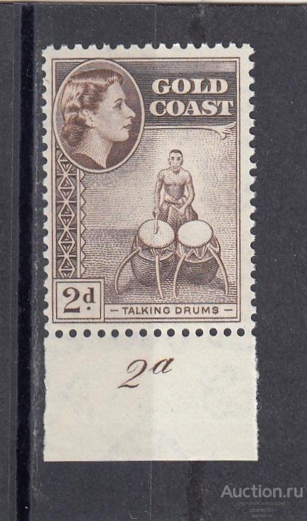 GOLD COAST  ЗОЛОТОЙ БЕРЕГ   Королева Аборигены Барабаны   № 141  1952     Сост**  MNH